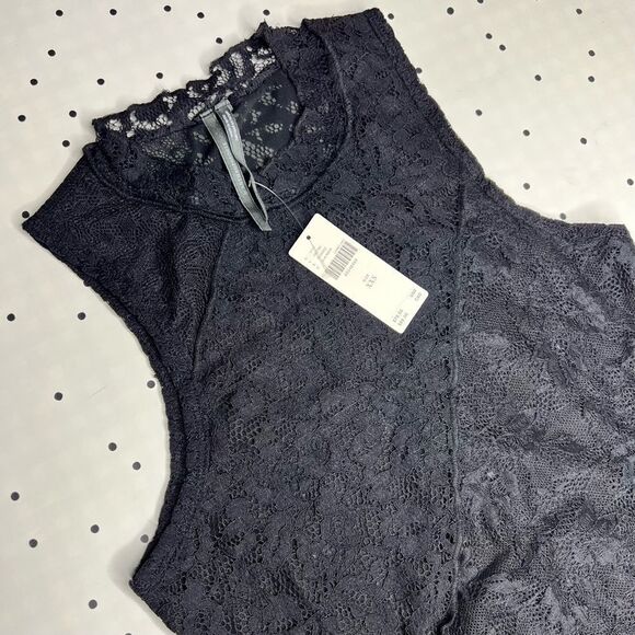 🖤 Anthropologie 🖤 Lace Mock Neck Tank Black NEW - Picture 6 of 14